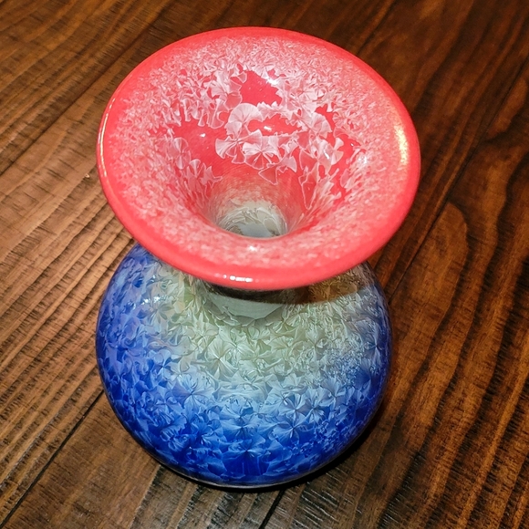 8.5 " Chinese Porcelain Vase Crystalline Glazed Gradient Color Pattern - Picture 3 of 5